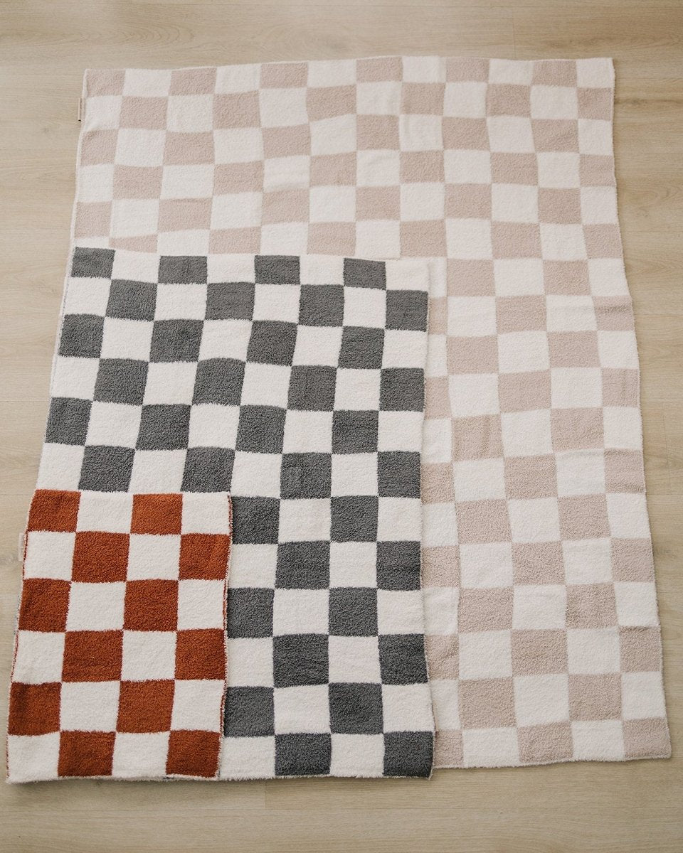 Charcoal Checkered Plush Blanket - LITTLE RAD THINGS