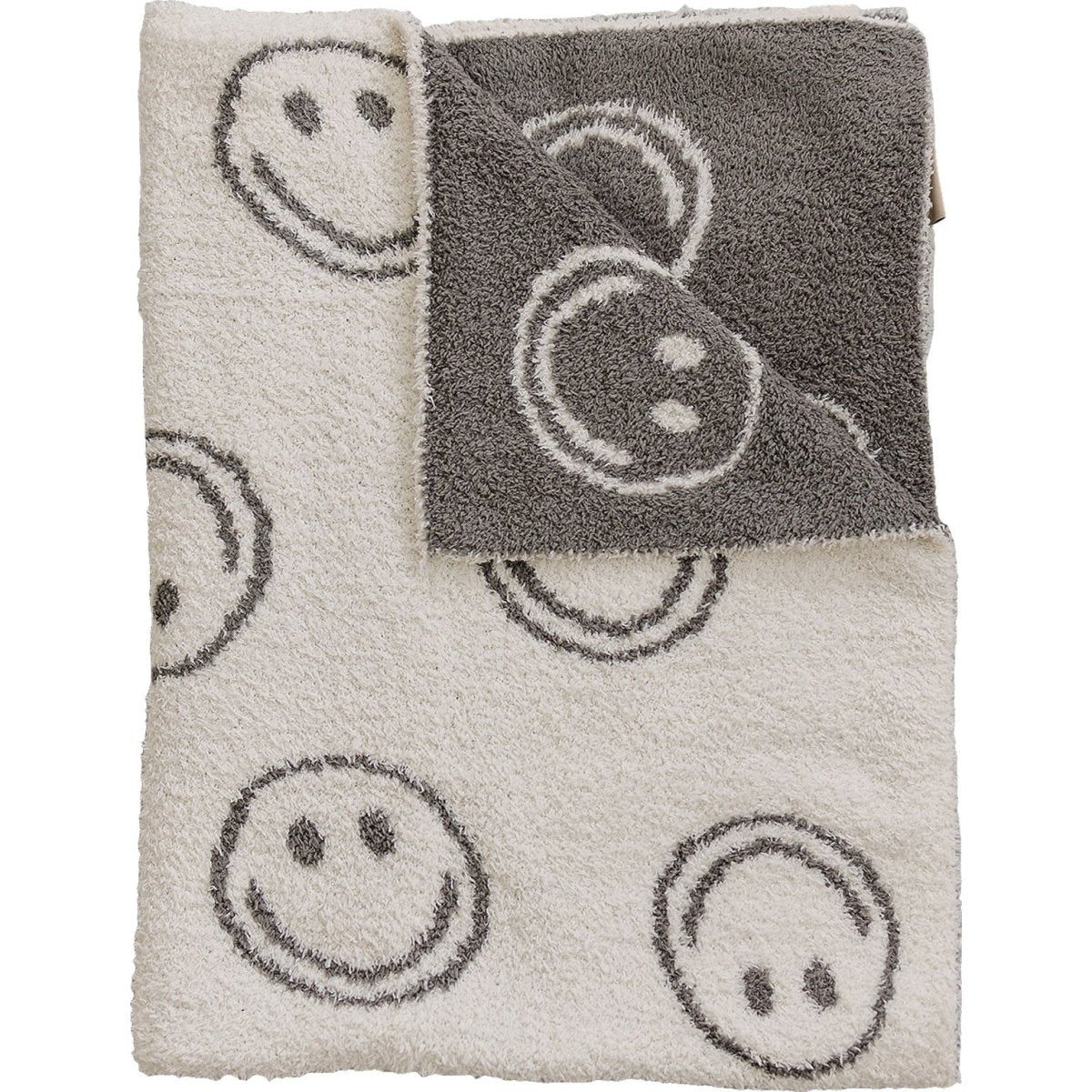 Charcoal Smiley Plush Blanket - LITTLE RAD THINGS