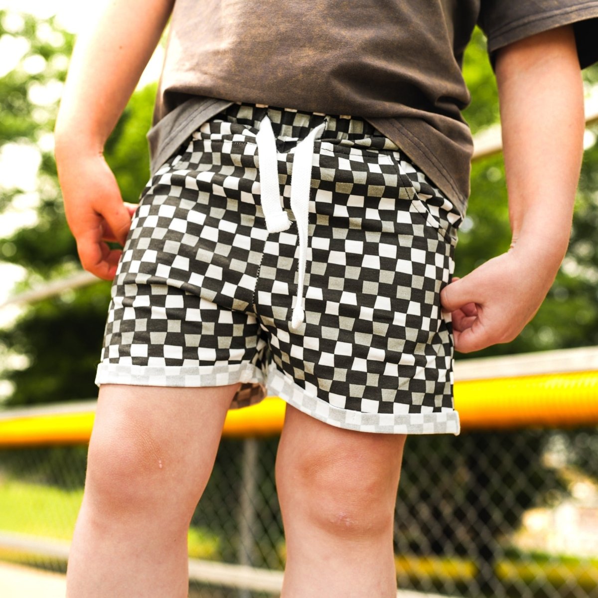 CHECK 'YA LATER SHORTS - BLACK/GREY - LITTLE RAD THINGS