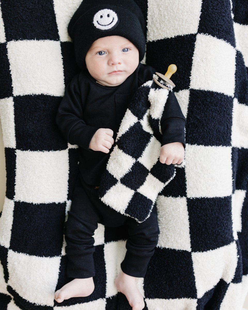 Checkered Plush Blanket | Black - LITTLE RAD THINGS