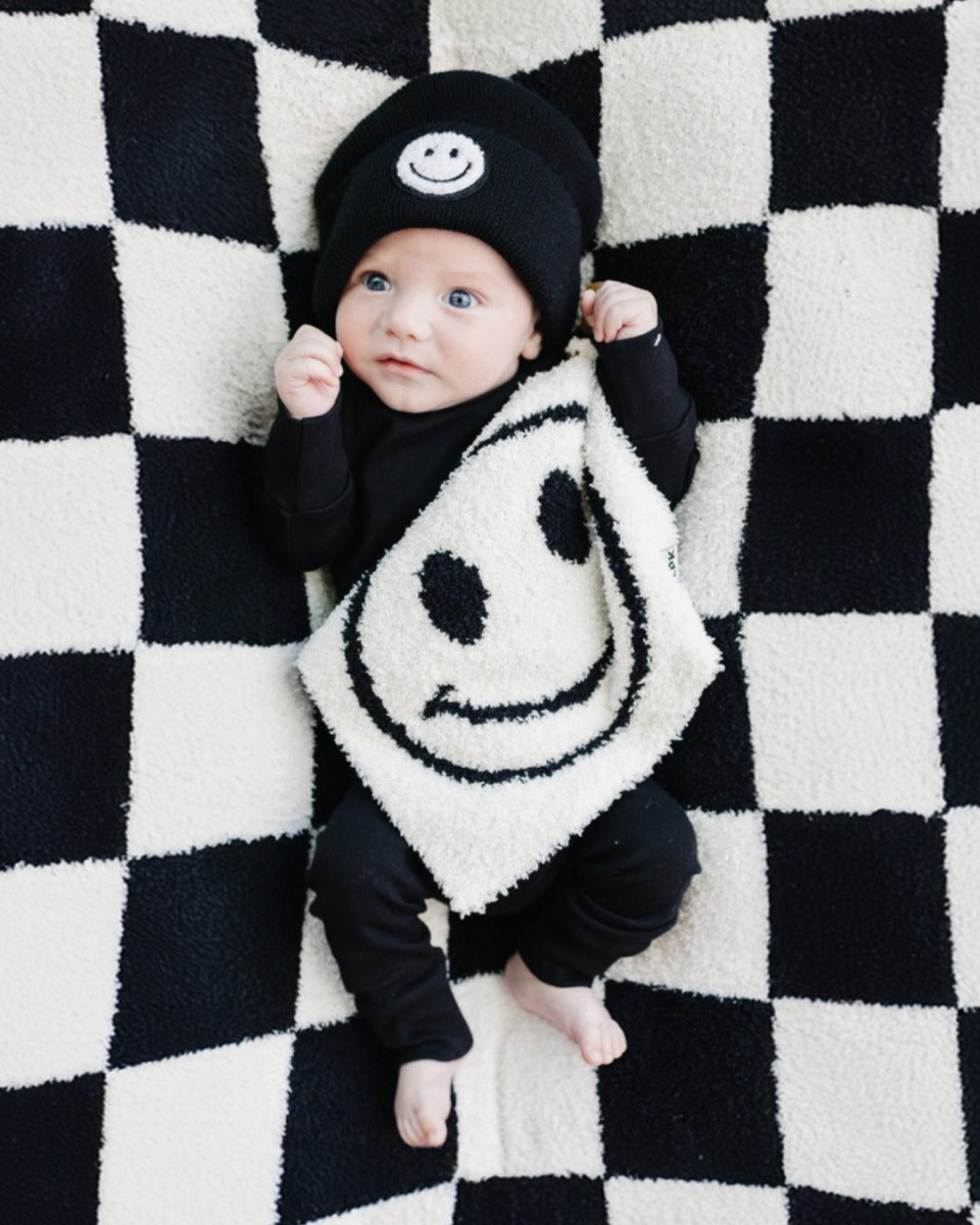 Checkered Plush Blanket | Black - LITTLE RAD THINGS