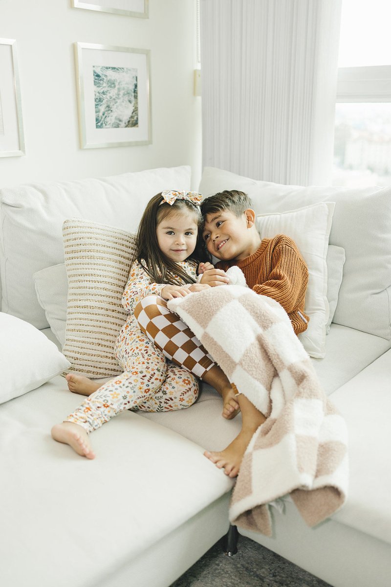 Checkered Plush Blanket | Latte - LITTLE RAD THINGS