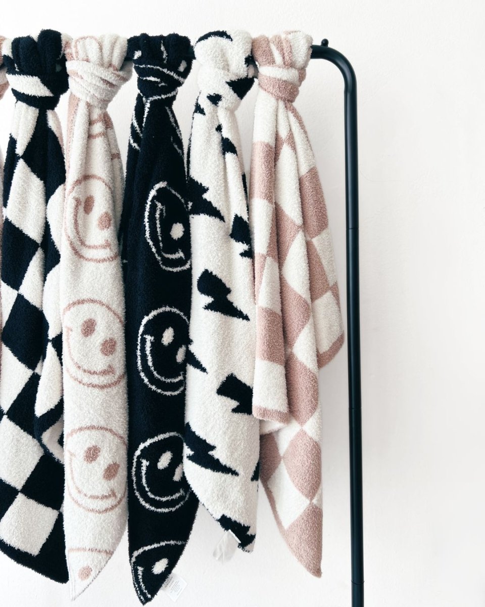 Checkered Plush Blanket | Latte - LITTLE RAD THINGS
