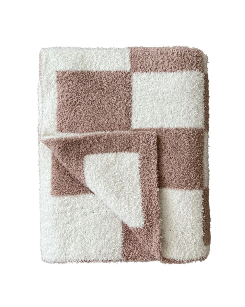 Checkered Plush Blanket | Latte - LITTLE RAD THINGS