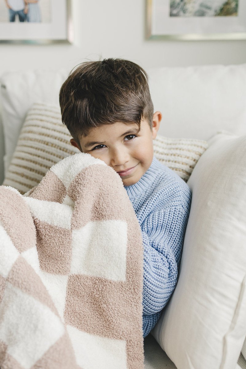 Checkered Plush Blanket | Latte - LITTLE RAD THINGS