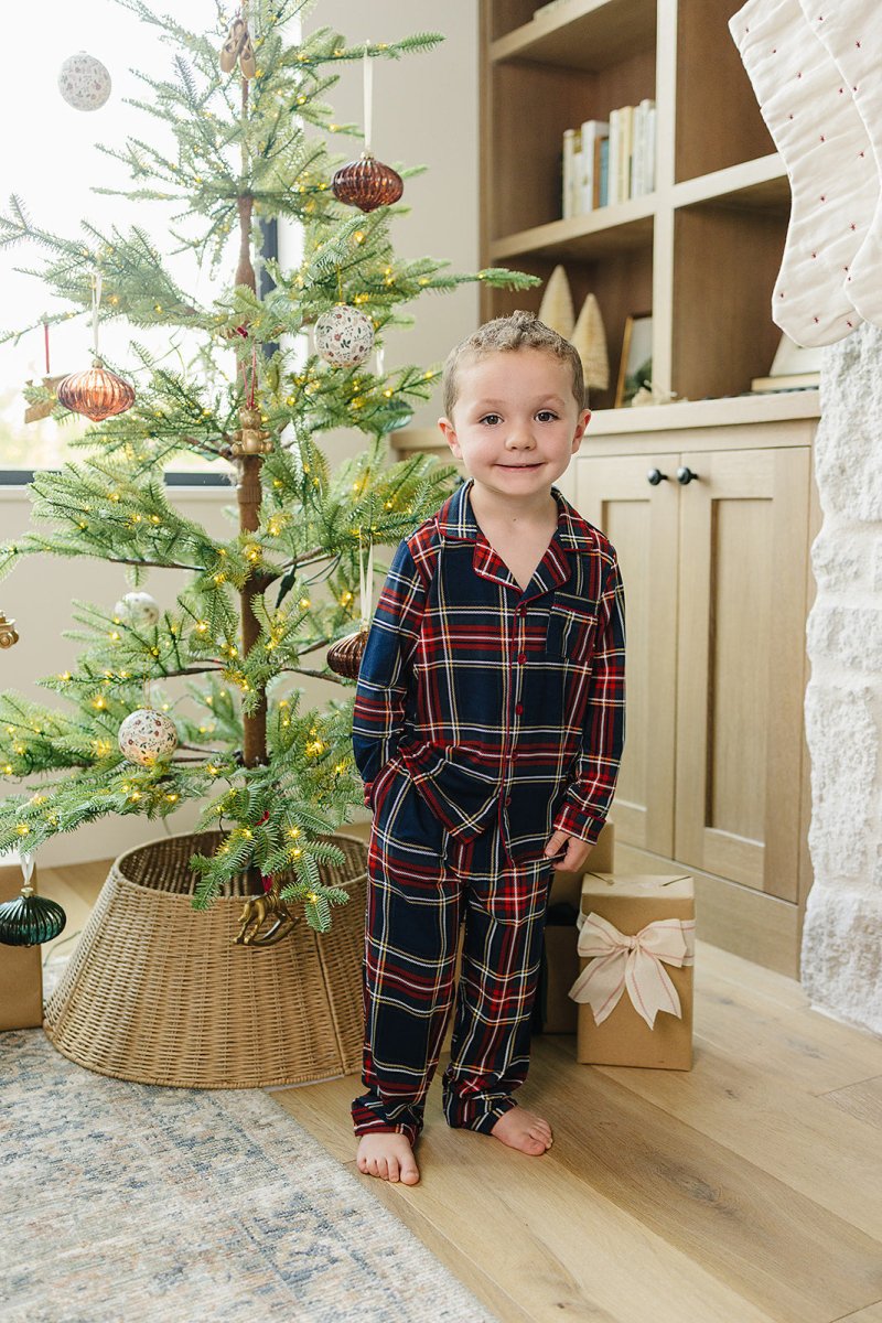 Christmas Plaid Collared Pajama Set - LITTLE RAD THINGS