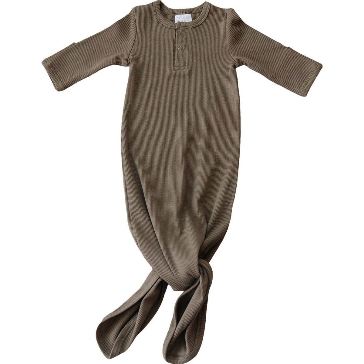 Cocoa Organic Cotton Ribbed Knot Gown - LITTLE RAD THINGS