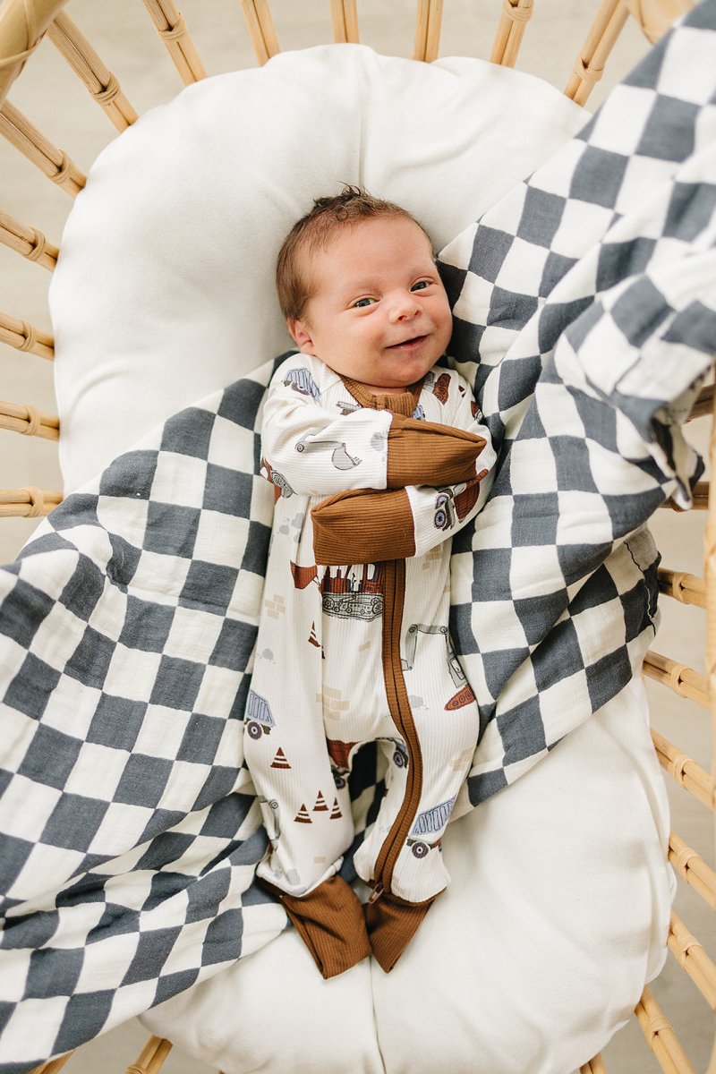 Construction Trucks Ribbed Bamboo Zipper - LITTLE RAD THINGS