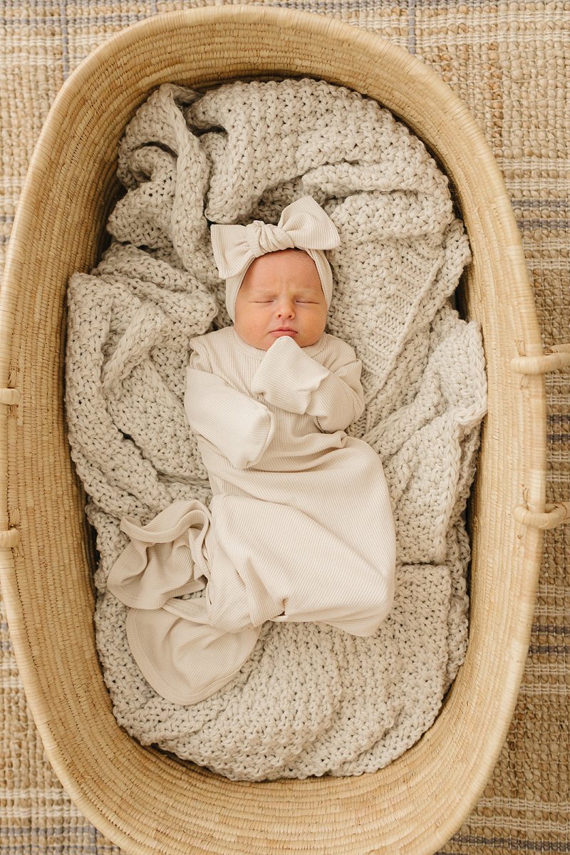 Cream Ribbed Bamboo Knot Gown - LITTLE RAD THINGS