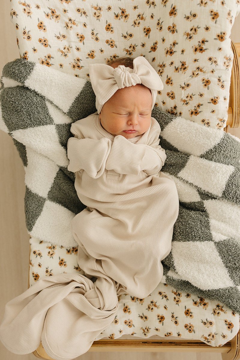 Cream Ribbed Bamboo Knot Gown - LITTLE RAD THINGS