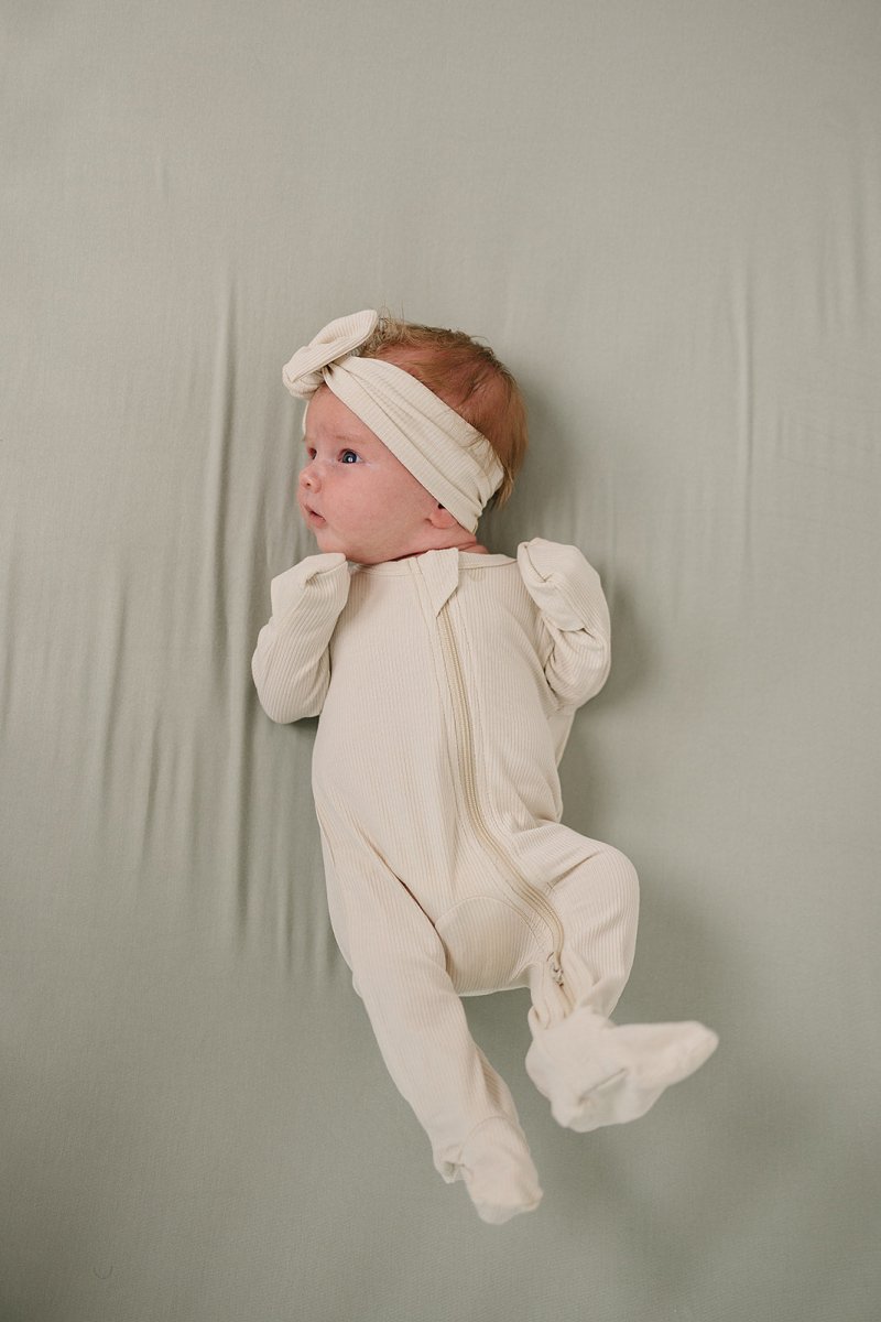 Cream Ribbed Bamboo Zipper - LITTLE RAD THINGS