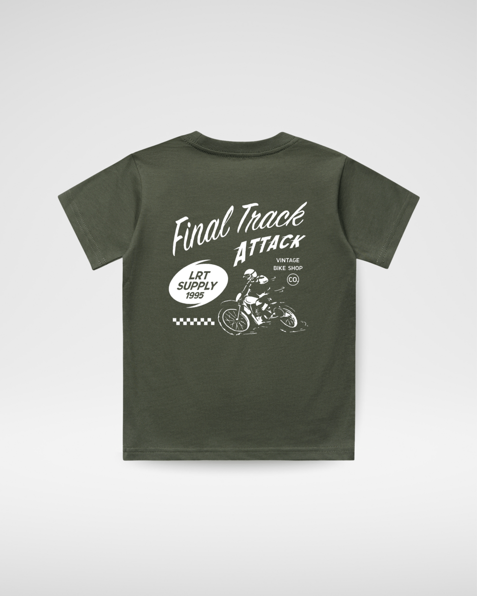 FINAL TRACK ATTACK TEE - MILITARY GREEN - LITTLE RAD THINGS