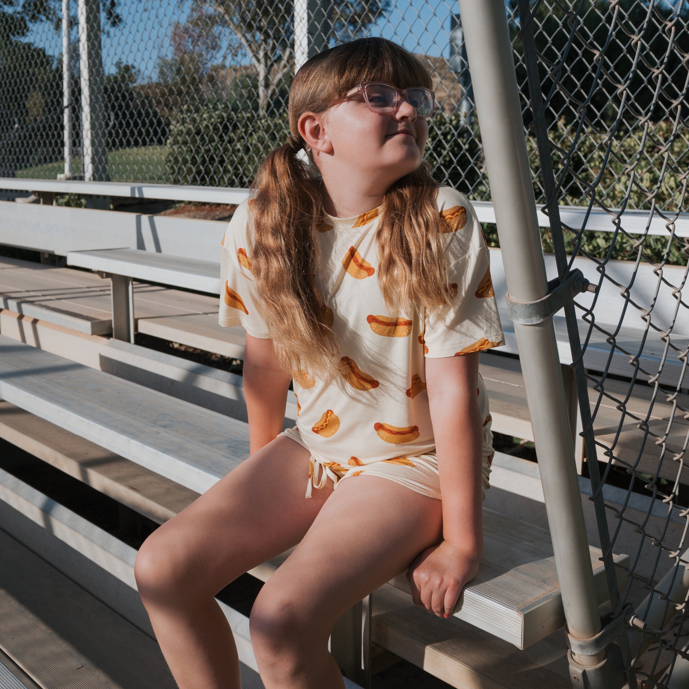 Girl's Bamboo Short Set | Hot Dogs