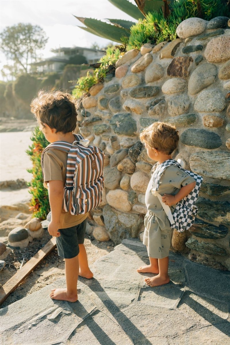 checkerboard mini backpack Mebie Baby Green Checkered Mini Backpack