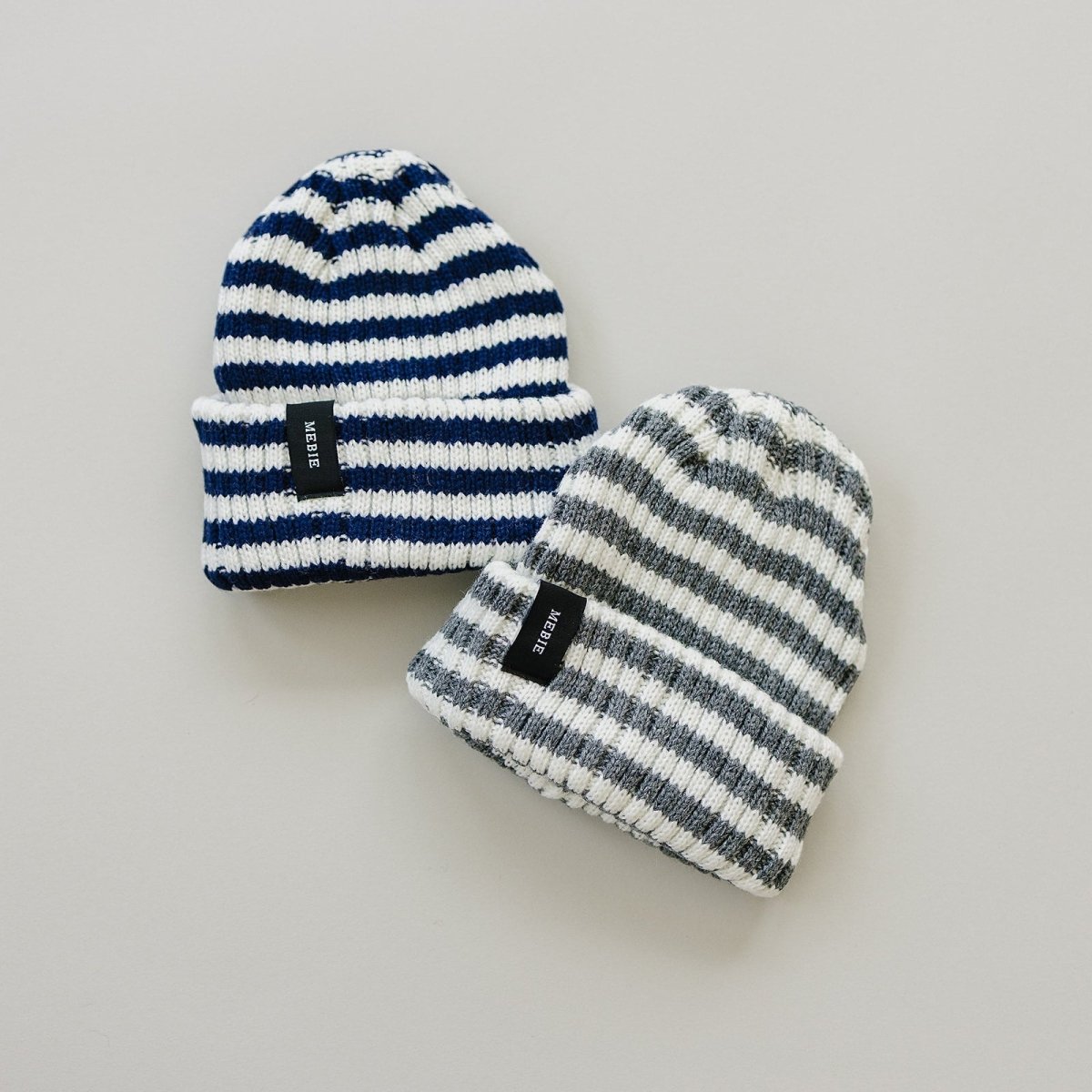 Grey & White Stripe Chunky Knit Beanie - LITTLE RAD THINGS