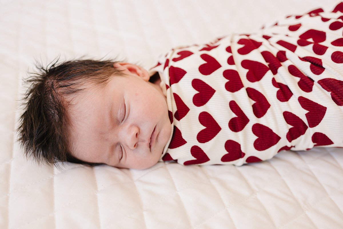 Hearts Ribbed Bamboo Stretch Swaddle - LITTLE RAD THINGS