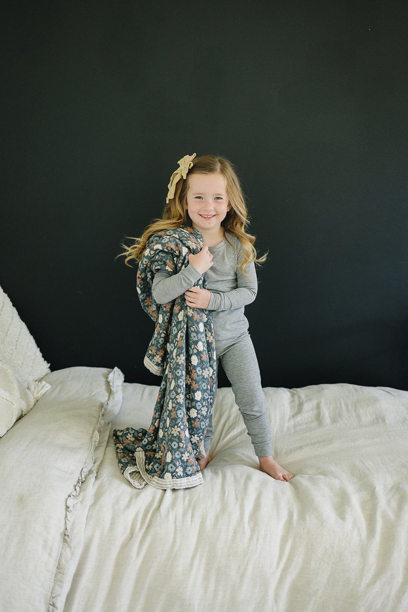 Heather Grey Ribbed Bamboo Cozy Set - LITTLE RAD THINGS