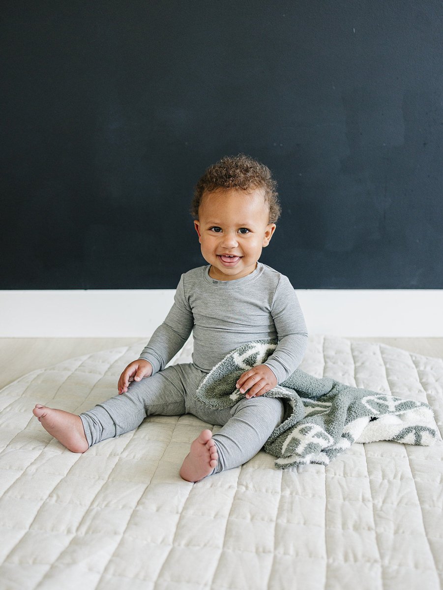 Heather Grey Ribbed Bamboo Cozy Set - LITTLE RAD THINGS