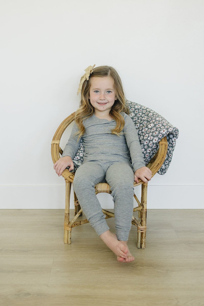 Heather Grey Ribbed Bamboo Cozy Set - LITTLE RAD THINGS