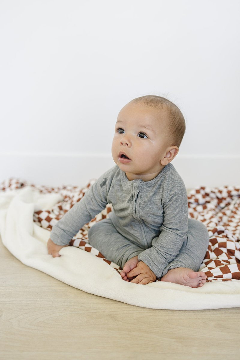 Heather Grey Ribbed Bamboo Zipper - LITTLE RAD THINGS