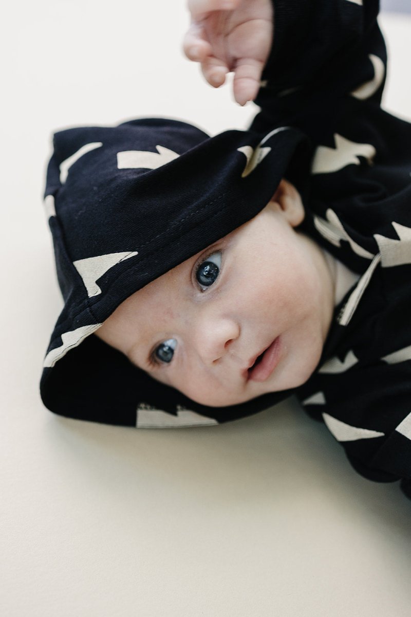 Hooded Bubble Romper | Black Bolts - LITTLE RAD THINGS