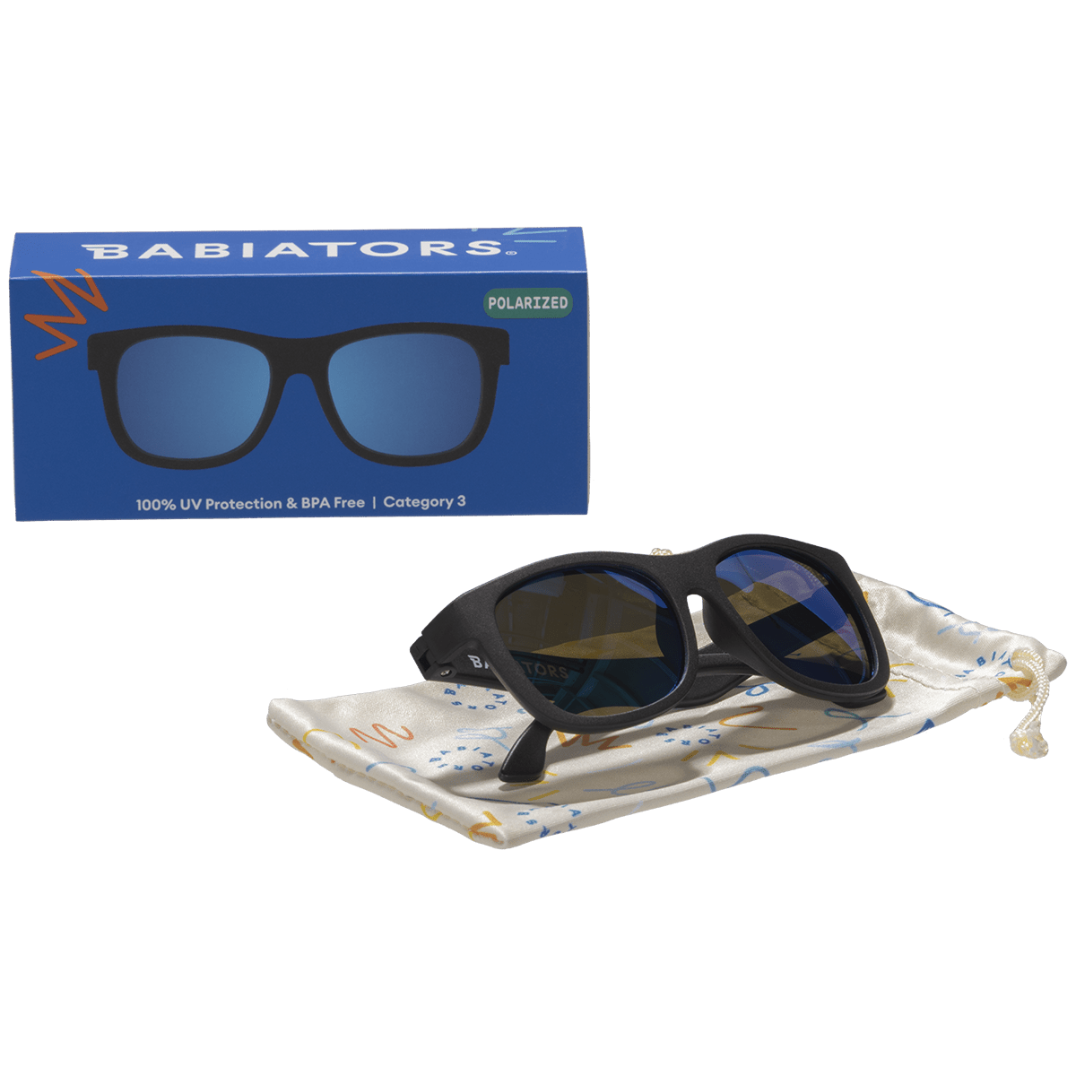 Jet Black Polarized Navigator | Cobalt Mirrored Lens - LITTLE RAD THINGS