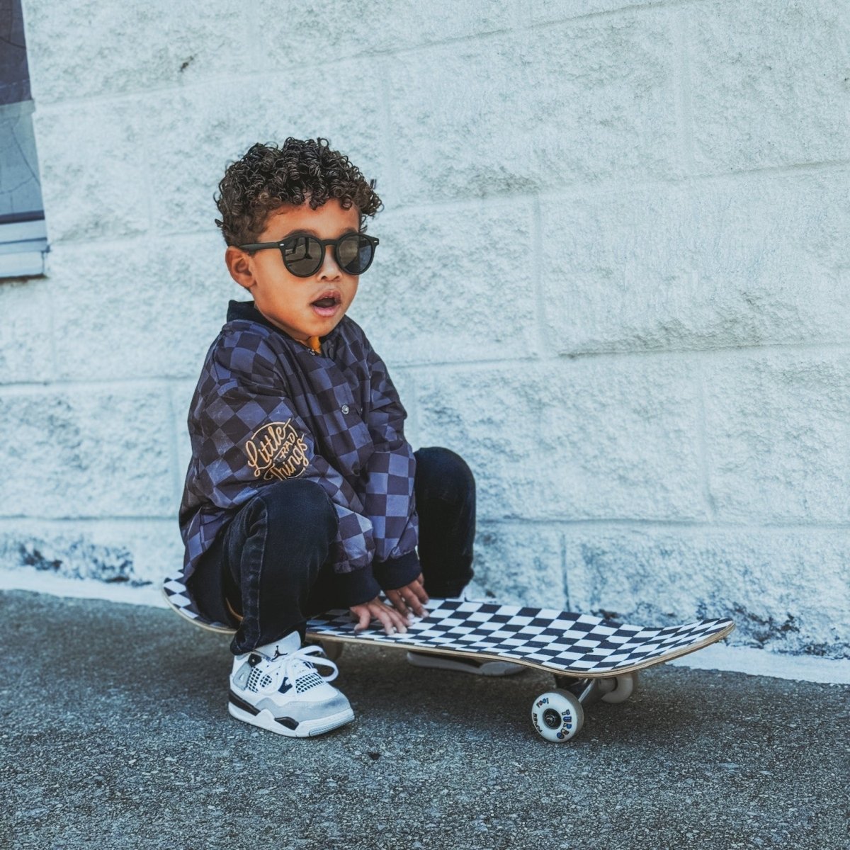 KIDS WATERPROOF LETTERMAN JACKET - CHECKERS - LITTLE RAD THINGS