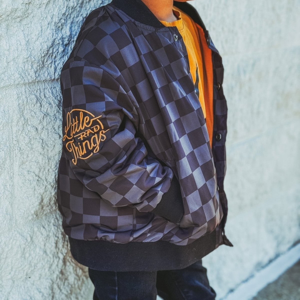 KIDS WATERPROOF LETTERMAN JACKET - CHECKERS - LITTLE RAD THINGS