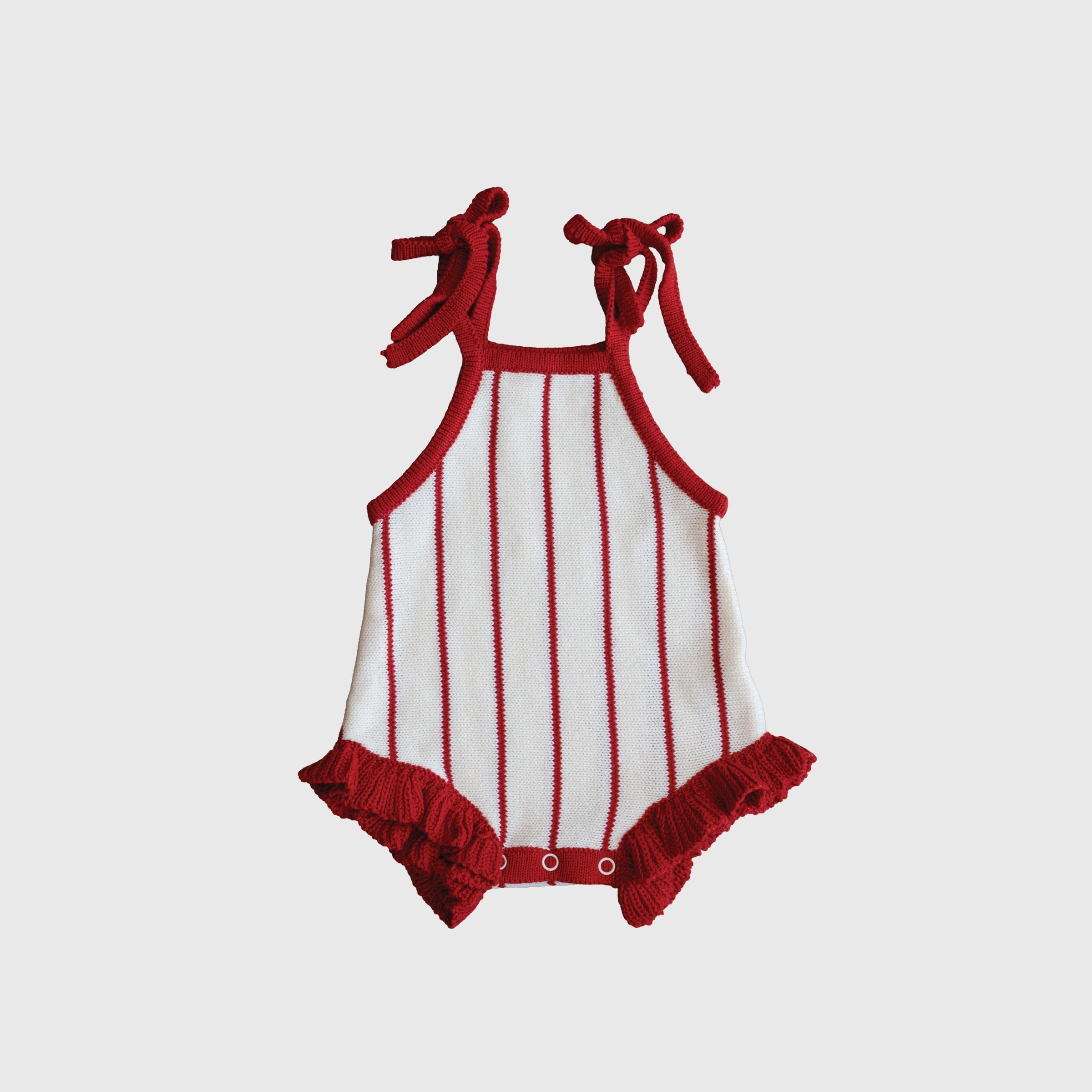 Knit Ruffle Romper | Picnic Pinstripe