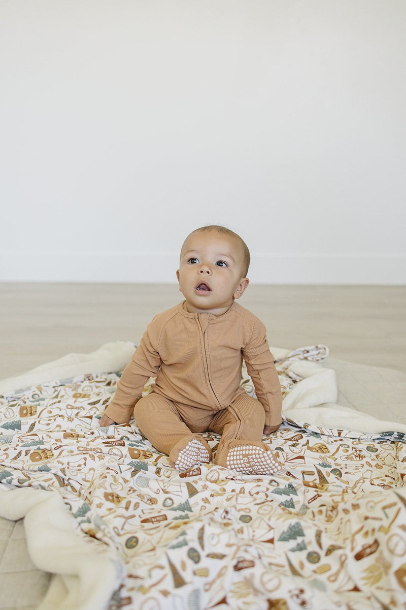 Latte Ribbed Bamboo Zipper - LITTLE RAD THINGS