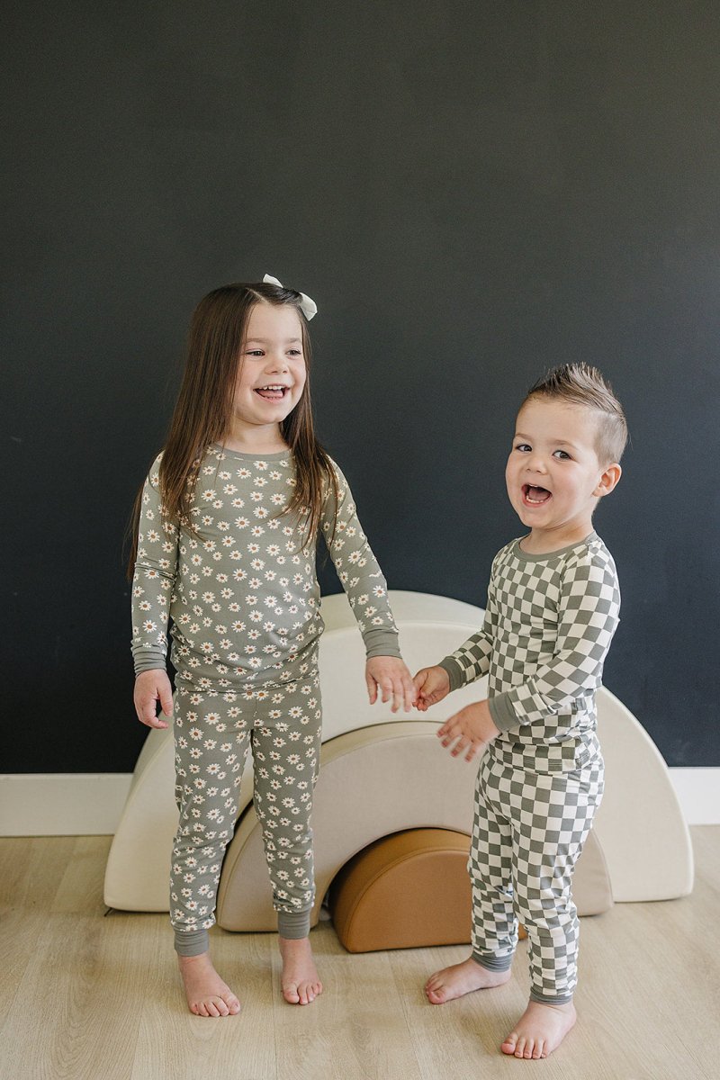 Light Green Checkered Bamboo Cozy Set - LITTLE RAD THINGS