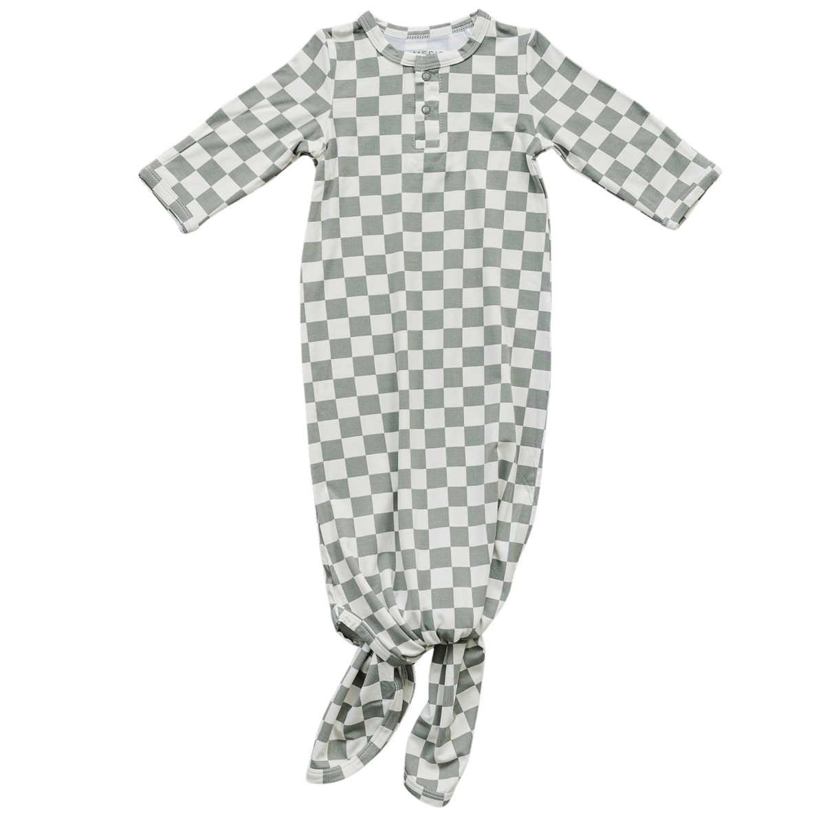 Light Green Checkered Bamboo Knot Gown - LITTLE RAD THINGS
