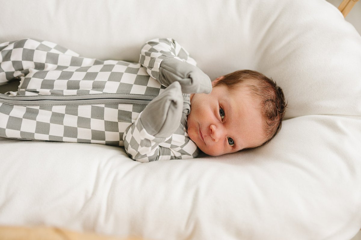 Light Green Checkered Bamboo Zipper - LITTLE RAD THINGS