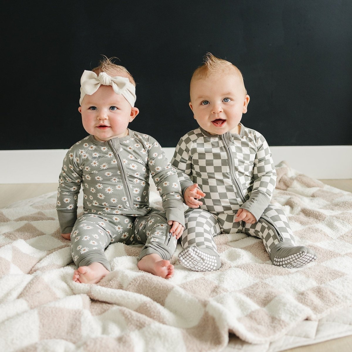 Light Green Checkered Bamboo Zipper - LITTLE RAD THINGS