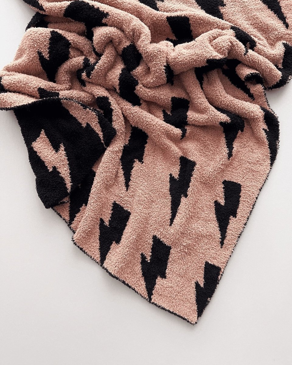 Lightning Bolt Fuzzy Blanket | Mocha - LITTLE RAD THINGS