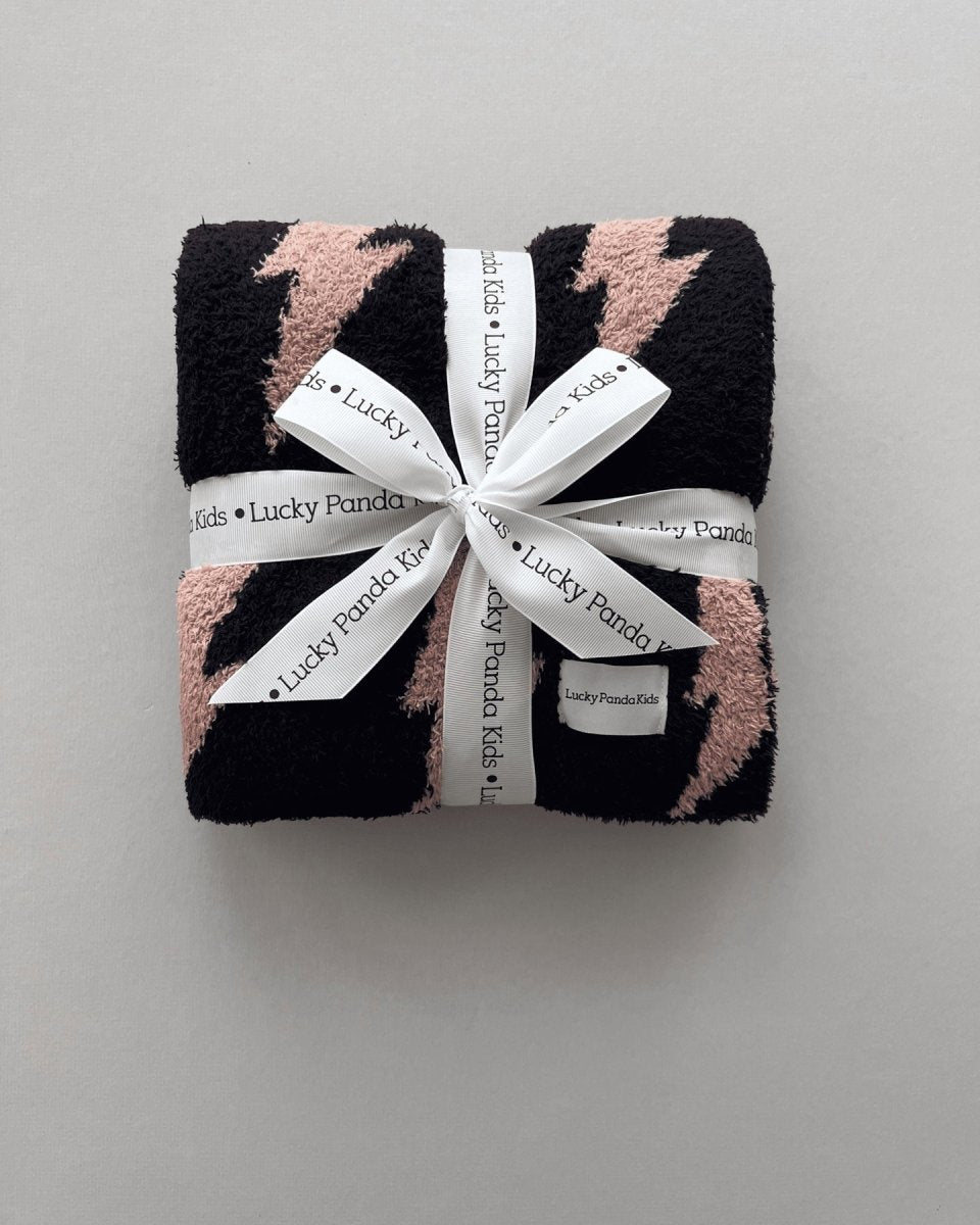 Lightning Bolt Fuzzy Blanket | Mocha - LITTLE RAD THINGS