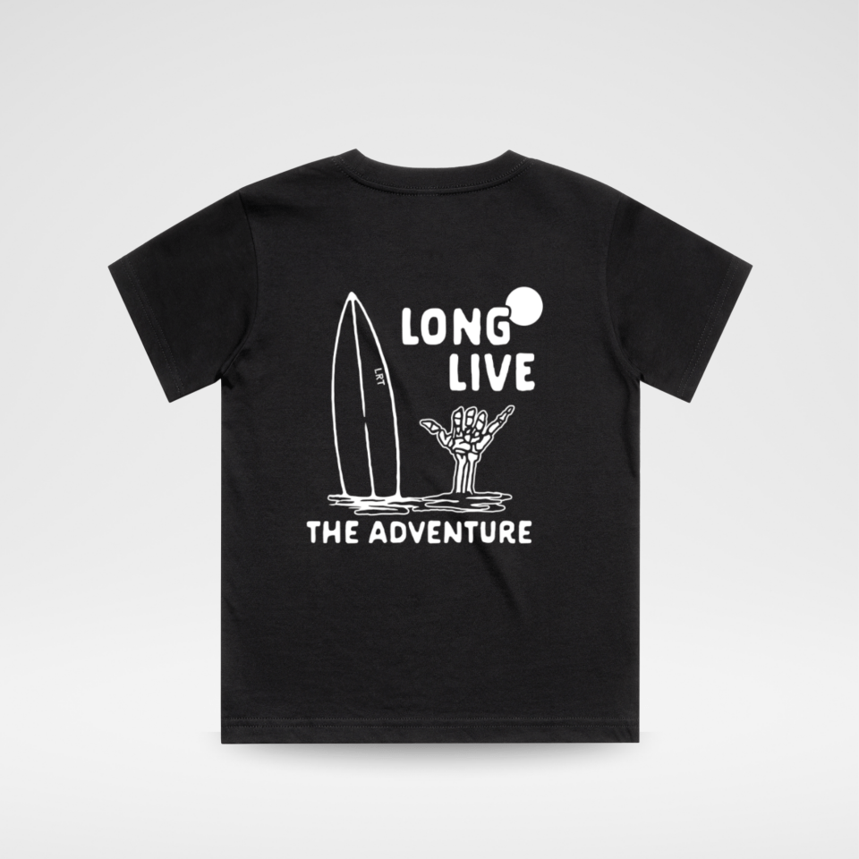 LONG LIVE THE ADVENTURE TEE - BLACK - LITTLE RAD THINGS
