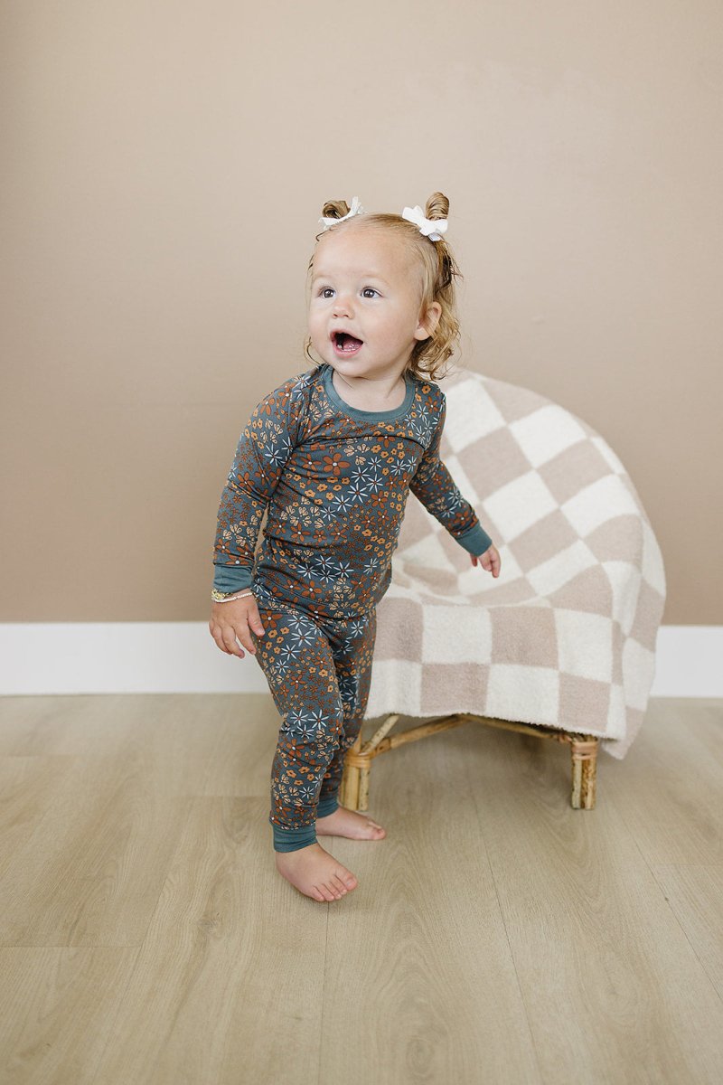 Navy Floral Bamboo Cozy Set - LITTLE RAD THINGS