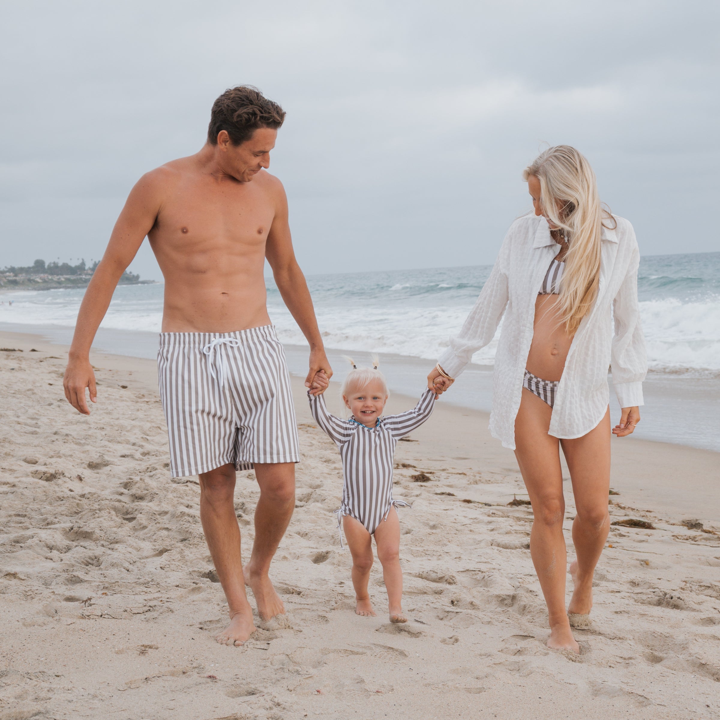 Girl's Long Sleeve Swimsuit | Olive Stripe