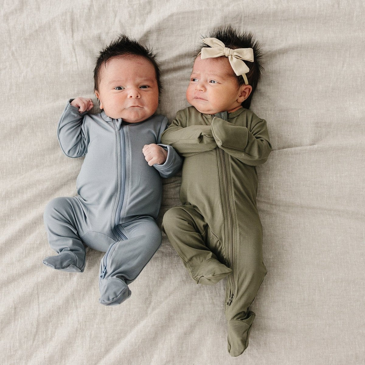 Olive Bamboo Footed Zipper - LITTLE RAD THINGS