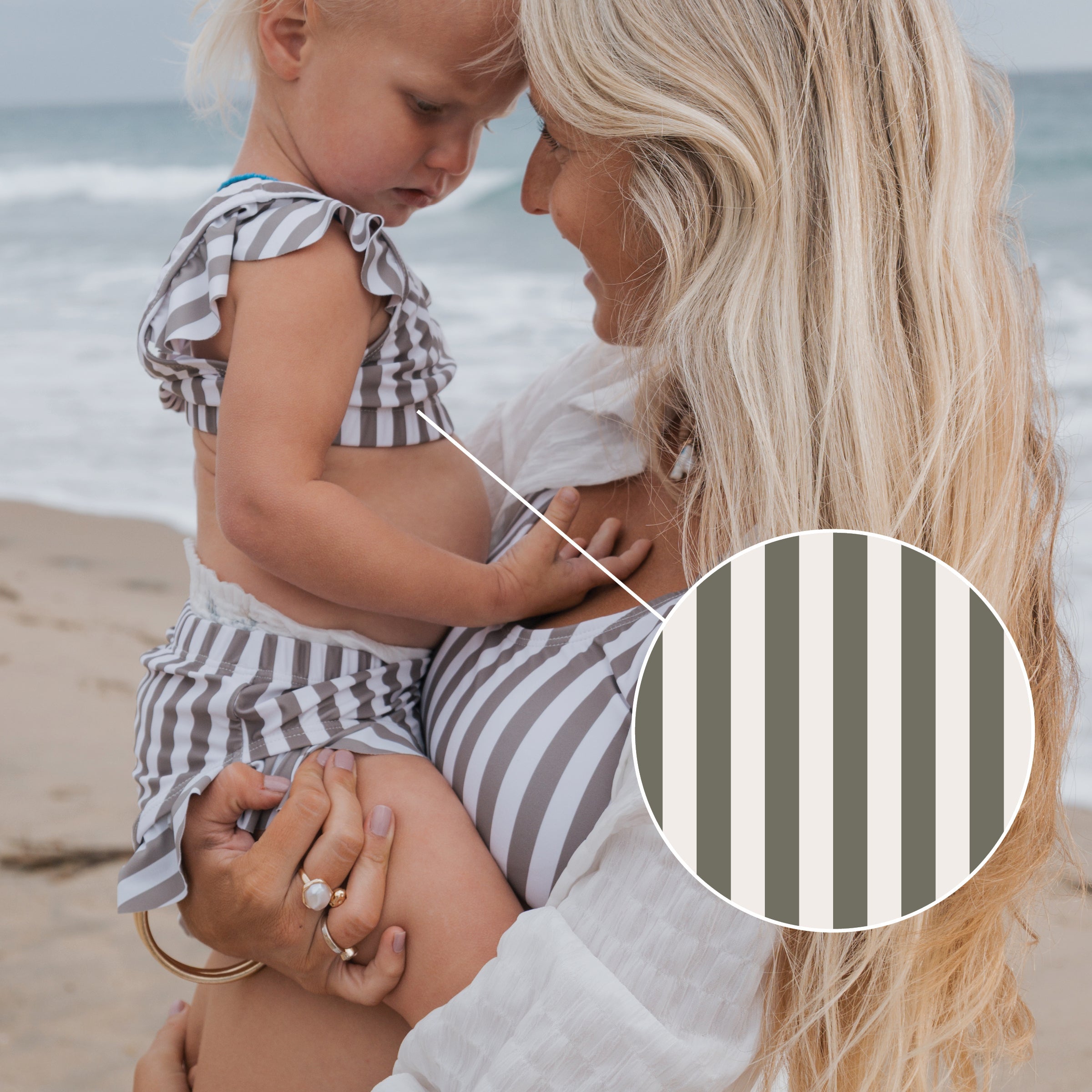 Girl's Two Piece Swimsuit | Olive Stripe