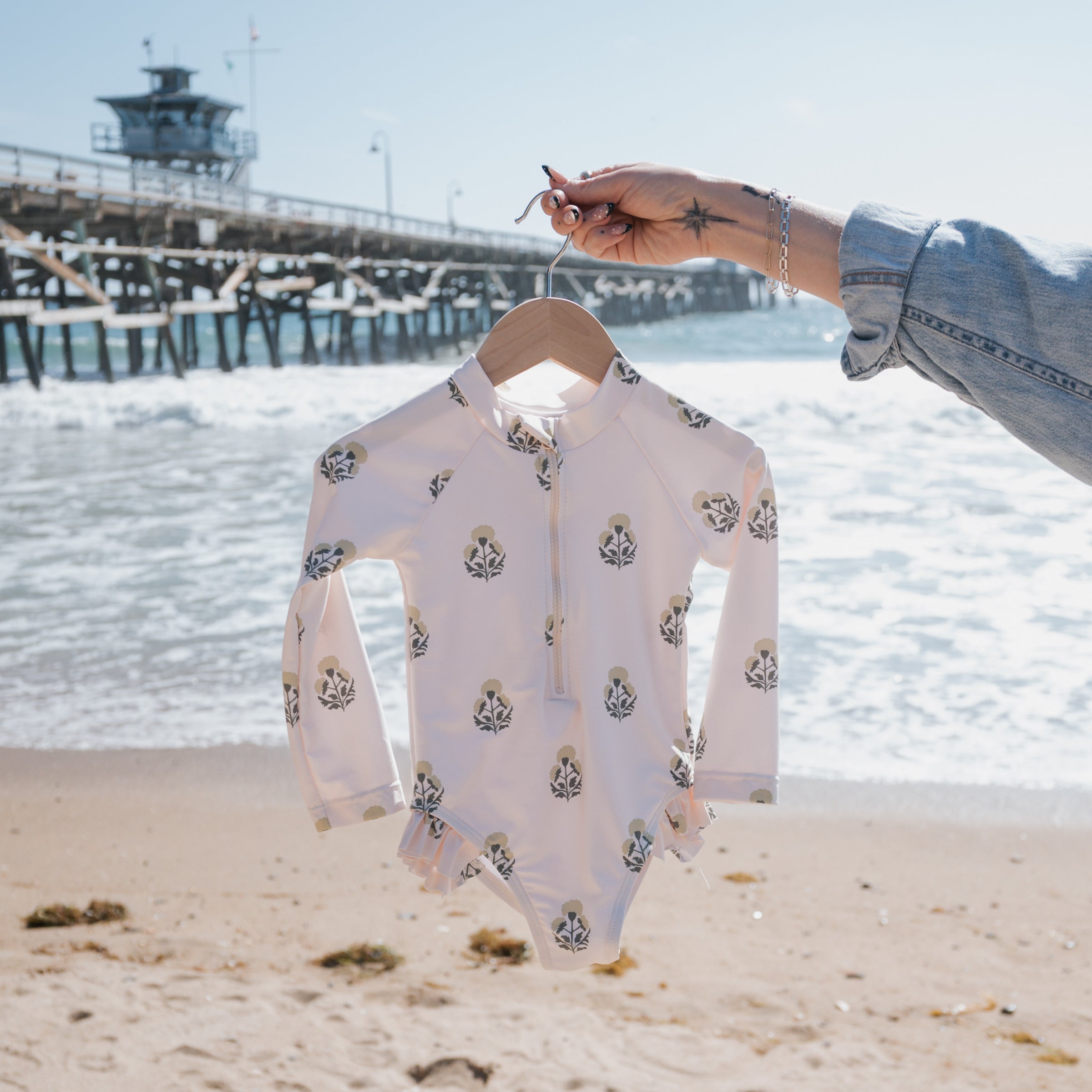 Girl's Long Sleeve Swimsuit | Marigold