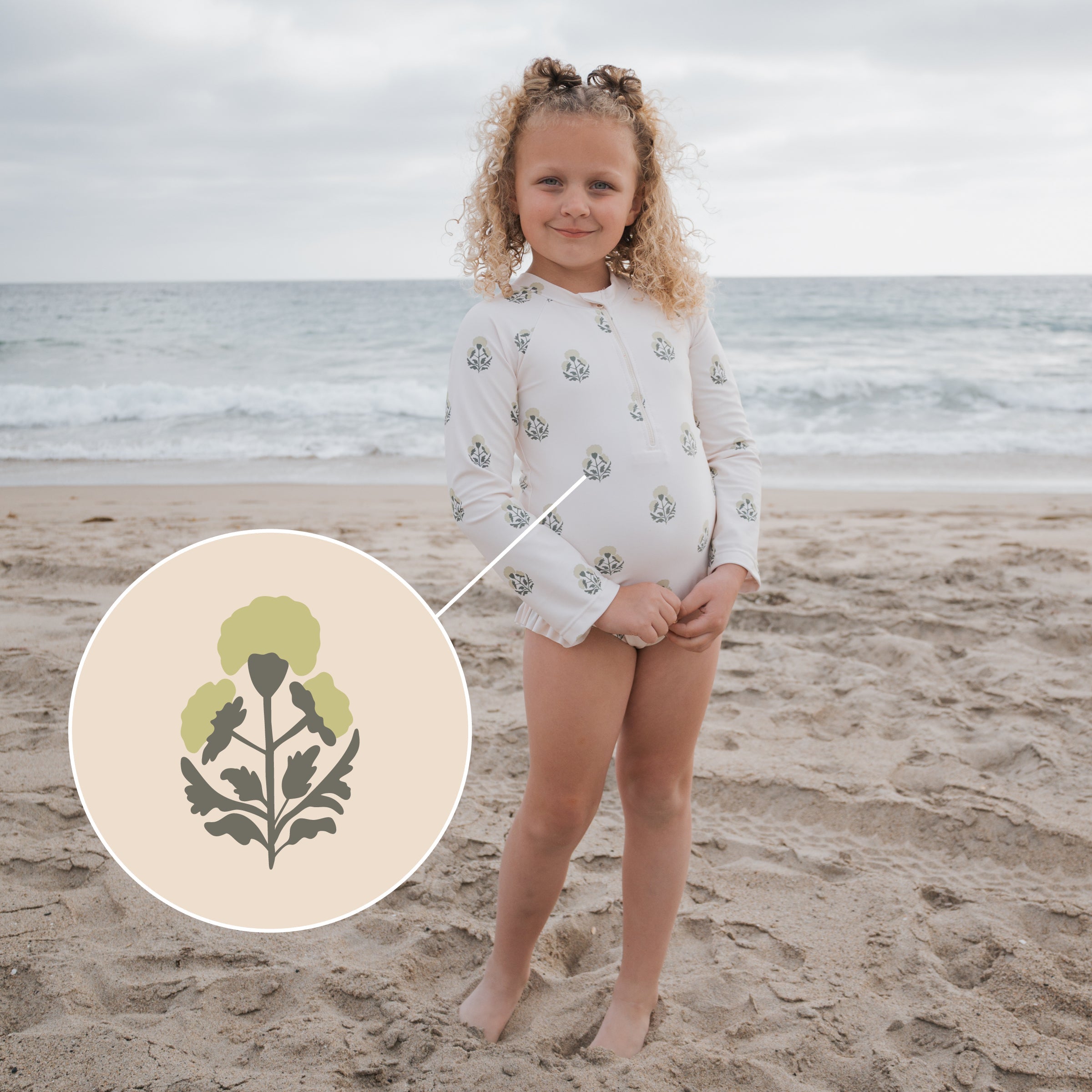 Girl's Long Sleeve Swimsuit | Marigold