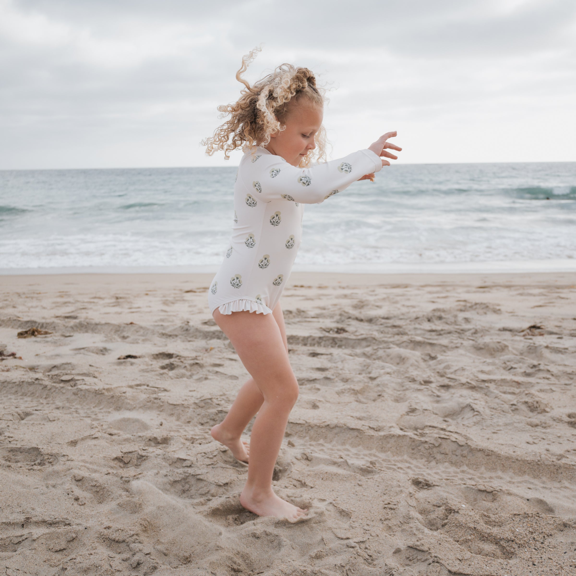 Girl's Long Sleeve Swimsuit | Marigold