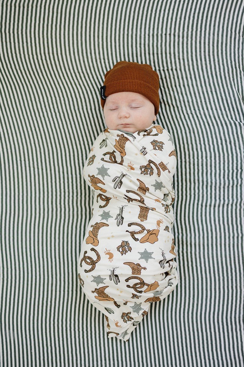 Outlaw Cowboy Ribbed Bamboo Stretch Swaddle - LITTLE RAD THINGS