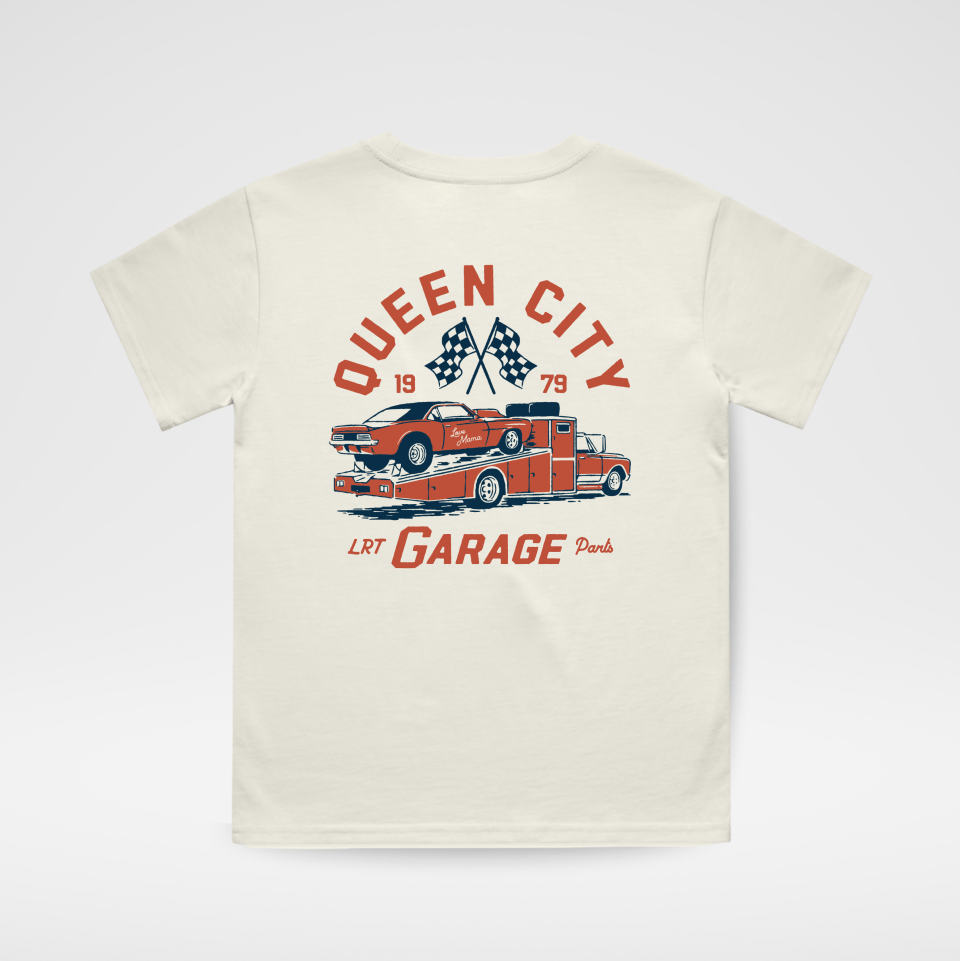 QUEEN CITY GARAGE TEE - VINTAGE CREAM - LITTLE RAD THINGS