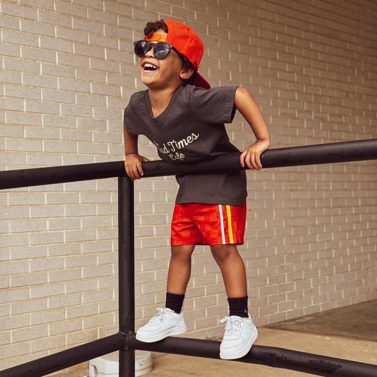 RETRO - WAVE HYBRID BOARD SHORT - RED/ORANGE - LITTLE RAD THINGS