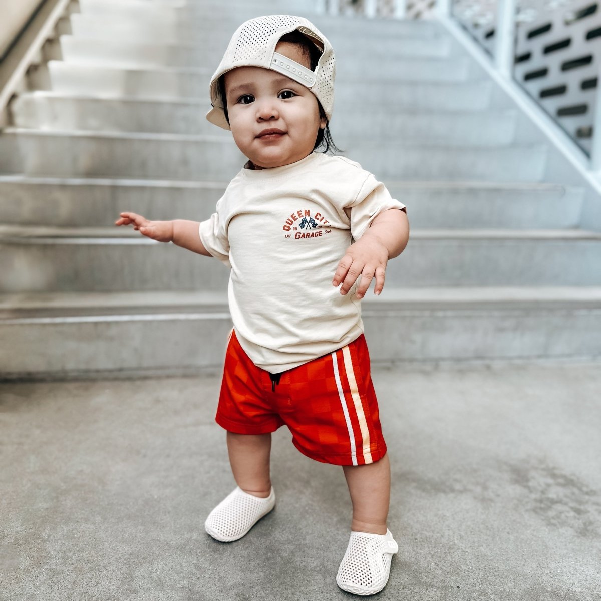 RETRO - WAVE HYBRID BOARD SHORT - RED/ORANGE - LITTLE RAD THINGS