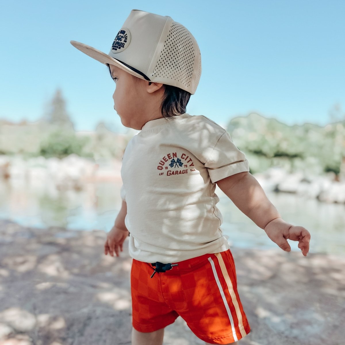 RETRO - WAVE HYBRID BOARD SHORT - RED/ORANGE - LITTLE RAD THINGS