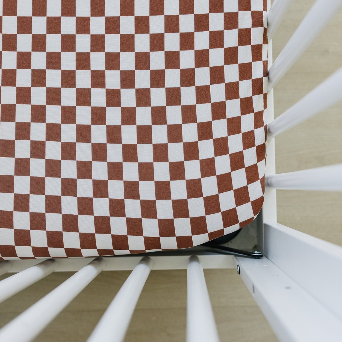 Rust Checkered Bamboo Stretch Crib Sheet - LITTLE RAD THINGS